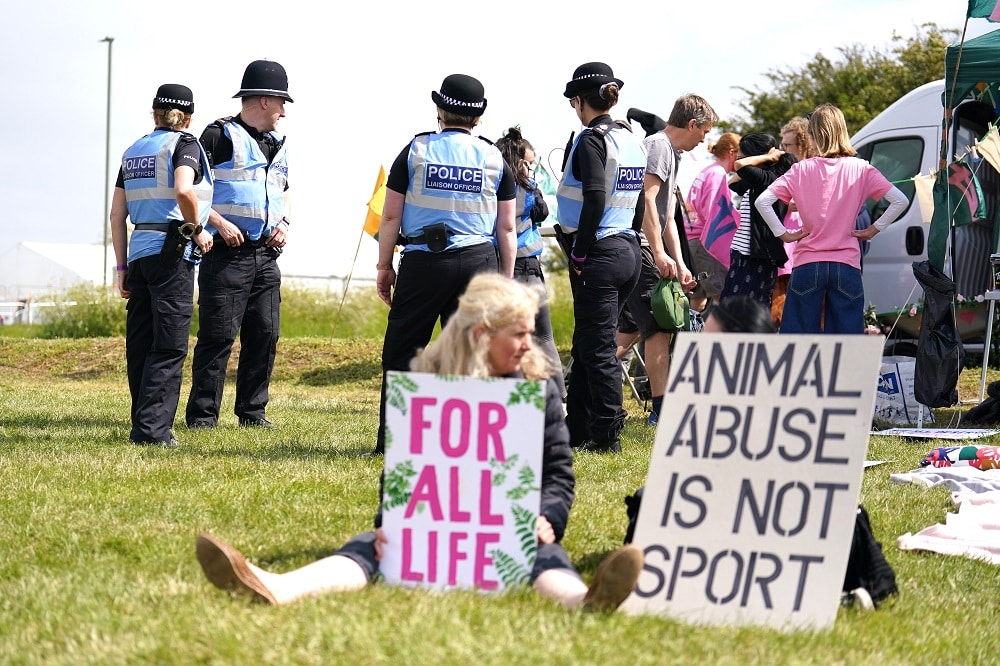 Epsom Derby Protests: Nineteen Animal Rights Activists Arrested Ahead of the Race 1 Derby Festival 2023 - Derby Day - Epsom Downs Racecourse